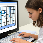 **Prompt for Practical Skills Improvement**: "An illustration depicting a student engaged in a hands-on information processing exam, solving real-world database design problems. The scene shows the student applying theoretical knowledge to practical situations, with visual elements representing database structures and data management."