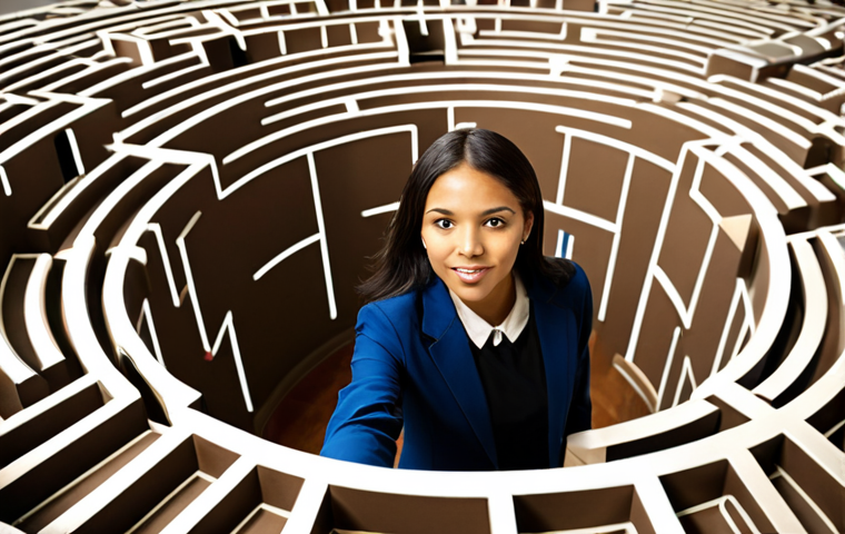 **
A young professional confidently navigating a complex maze representing a corporate office. The maze is filled with cubicles, meeting rooms, and diverse colleagues. The professional is using a map labeled "Networking" and a compass labeled "Soft Skills" to guide their way. The overall tone is optimistic and empowering, emphasizing the importance of first impressions and relationship-building in a new corporate job.
**