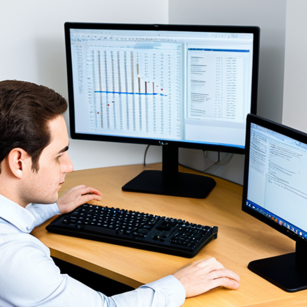 A focused professional software developer, mid-30s, wearing a modest button-down shirt and professional trousers, intently looking at multiple screens in a well-lit, modern open-plan office. One screen displays lines of code with a debugger actively highlighted, suggesting a debugging session. Their hands are naturally positioned on a keyboard, engaged in active problem-solving and critical thinking. The office features contemporary ergonomic furniture and subtle tech-related decor in the background. The atmosphere is quiet and concentrated, emphasizing the "break and fix" philosophy. Perfect anatomy, correct proportions, natural pose, well-formed hands, proper finger count, natural body proportions. Fully clothed, modest clothing, appropriate attire, professional dress, safe for work, appropriate content, family-friendly.
