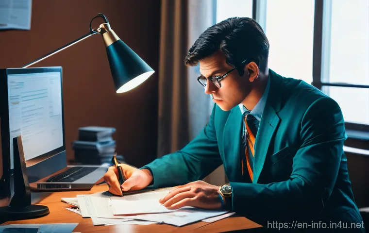 정보처리 실기 시험에서 반드시 알아야 할 코딩 팁 - An intricate, high-angle shot of a focused software engineer, approximately 30-40 years old, with sh...