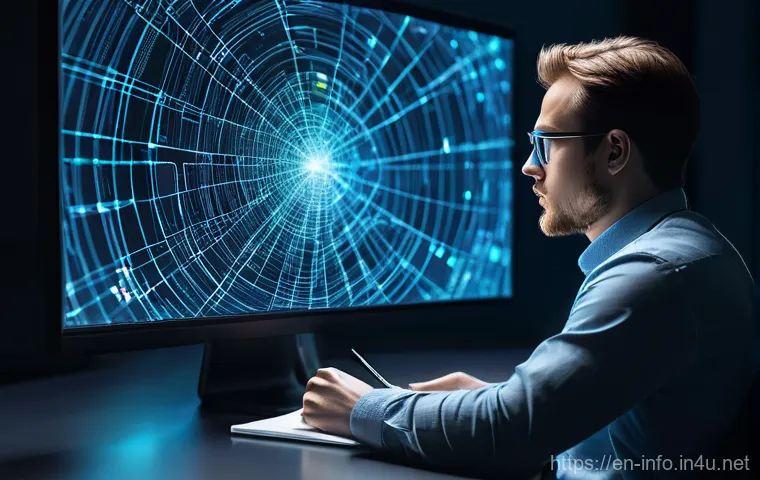 정보처리 실무와 네트워크 기초 지식의 중요성 - **Prompt: "Digital Detective in a Sea of Information"**
    A diverse individual, appearing to be in...