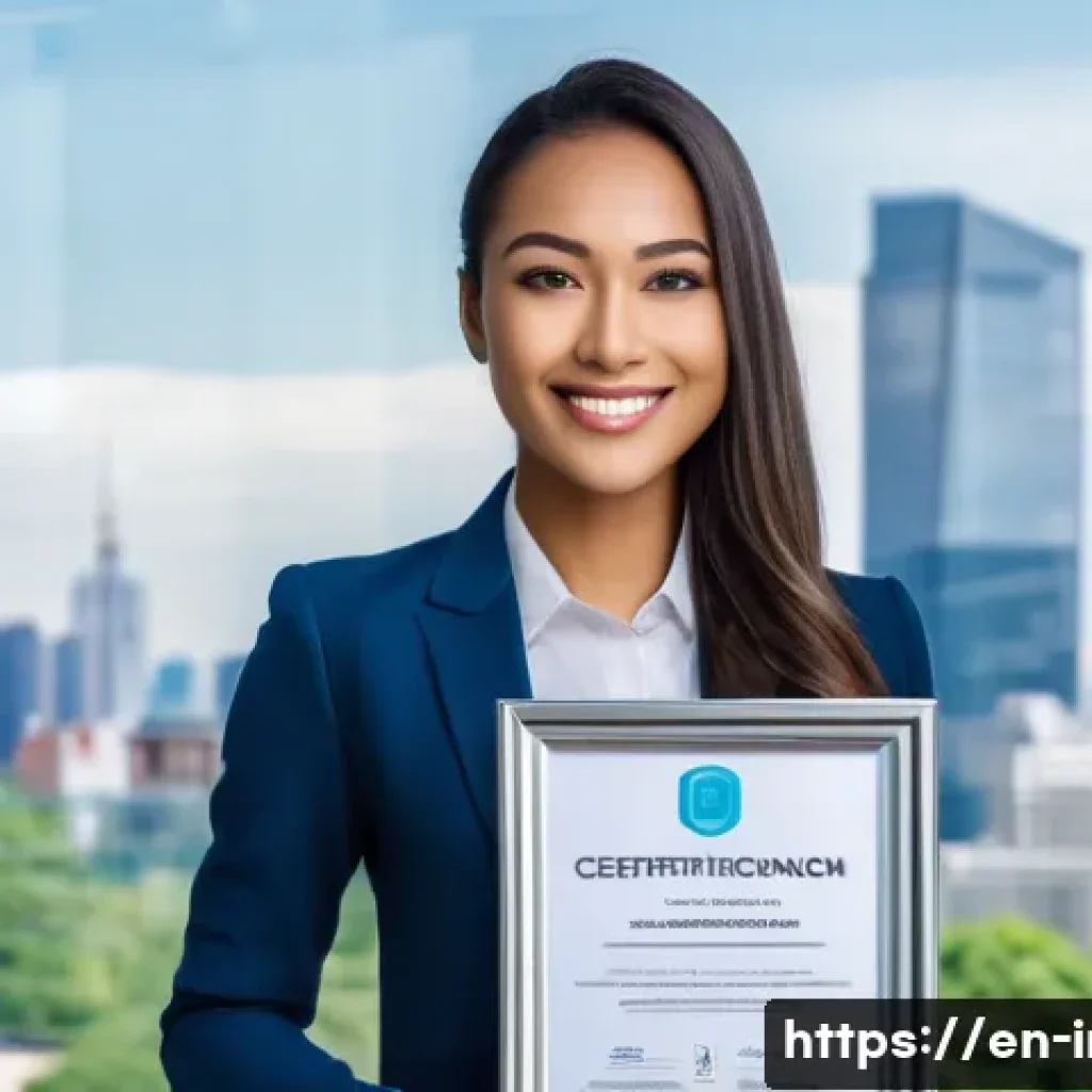 정보처리 자격증 취득 후 대기업 연봉 협상 성공기 - A professional business setting showing a confident young woman in smart business attire, holding a ...