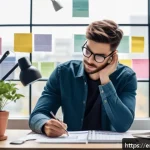 Home 23 정보처리기사와 컴퓨터활용능력 1급 병행 학습법 - A focused young adult studying at a tidy modern desk in a bright home office, surrounded by dual mon...