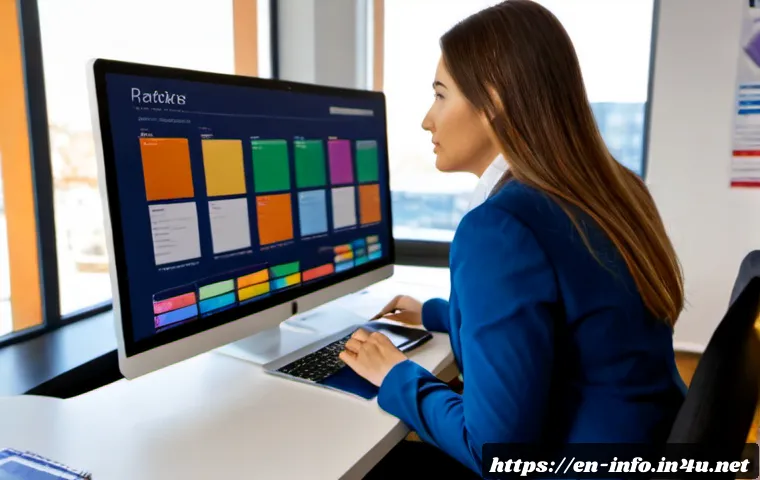 Home 17 정보처리 자격증 취득 후 프로젝트 관리 경험 - Photorealistic project manager in a modern American office, mid-career professional reviewing a clea...
